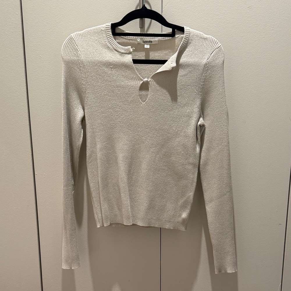Splendid Cream Long Sleeve Women's Top
